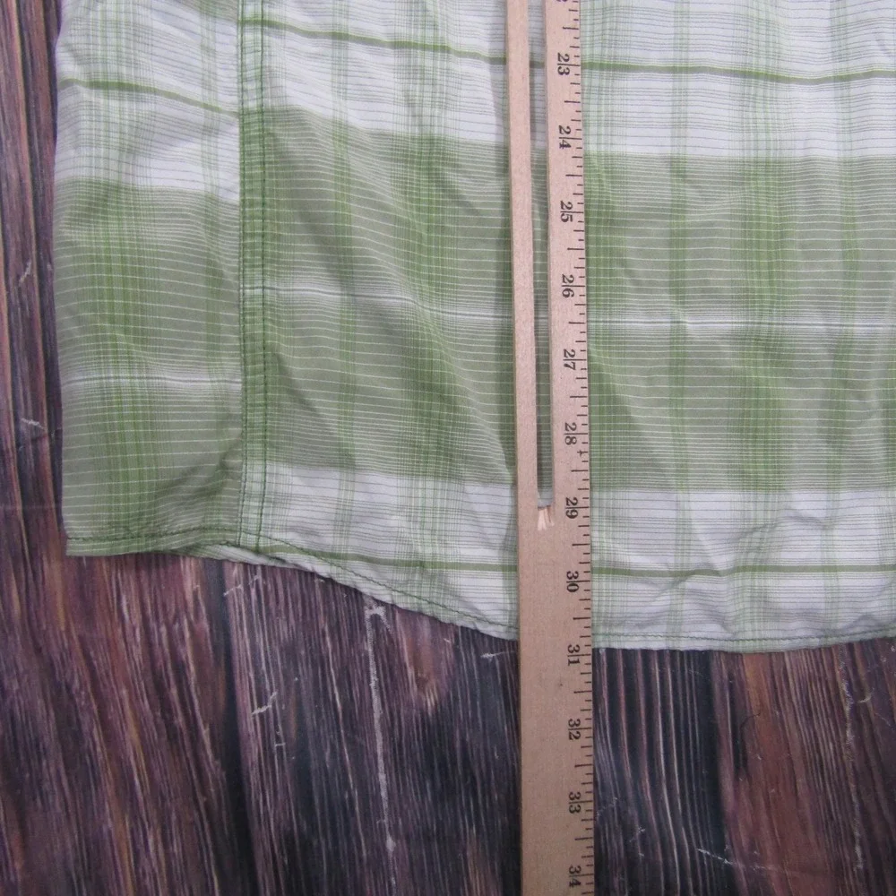 The North Face Shirt Mens XL Green Plaid Short Sleeve Button Up VaporWick Hiking